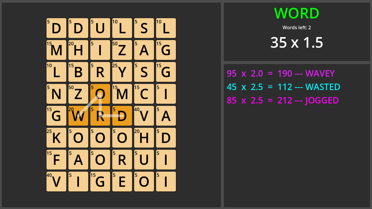 Wordfall gameplay